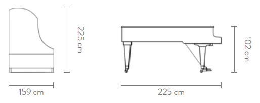 Dimensions du piano Böendorfer Imperial 225