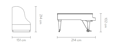 Dimensions du piano Bösendorfer 214-VC