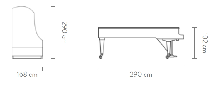 dimensions du Bösenborfer Imperial 290